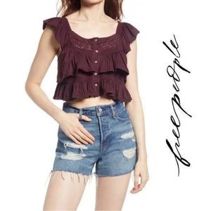 Free People Purple Ruffle Top